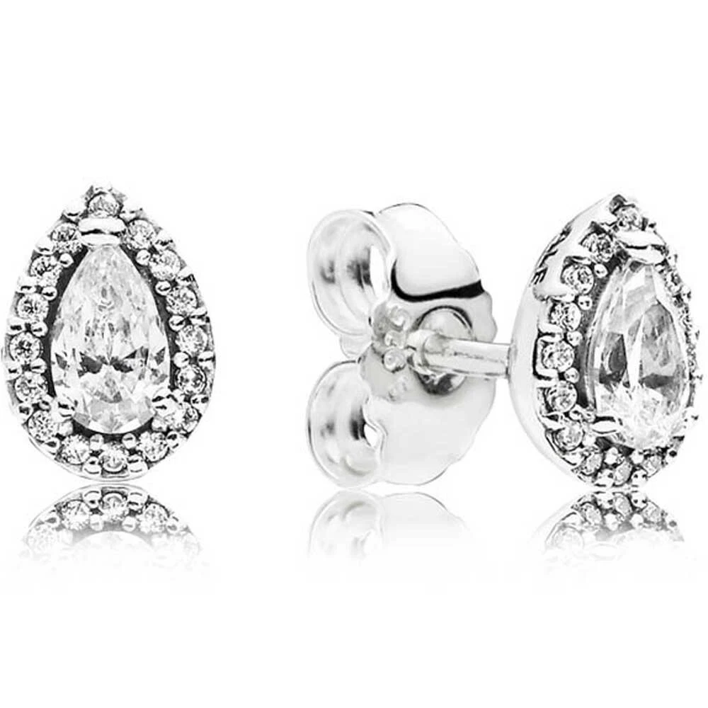 NEW Authentic Pandora 296252CZ Radiant Teardrops Stud Earrings with Clear CZ