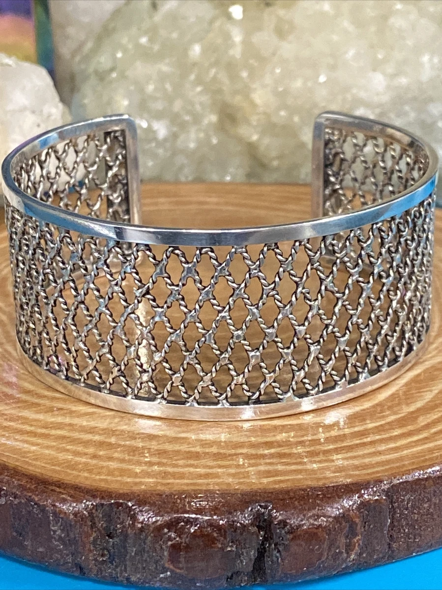 VINTAGE 925 STERLING SILVER Cuff Criss Cross Bracelet 30 Grams STER 1228