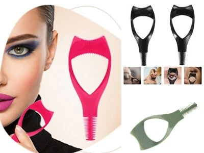 BUDGET BAZAAR Eyelash Applicator Tool Stencil Shield Guide Brush Curler Mascara Guard- 3 in 1