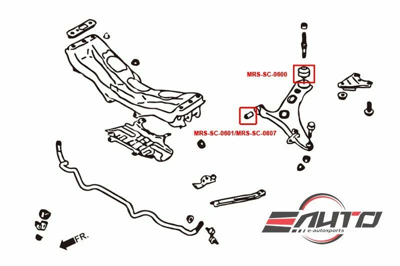 Almohada pequeña con buje de brazo inferior delantero MEGAN 2 piezas para FRS FR-S BRZ WRX STi Legacy Foto 2 de 2