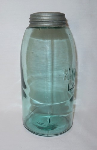 Boyd's Mason Green 2 qt Fruit Jar Shepherds Hook Stair/Step Zinc Lid New Seal #4 - Picture 6 of 12