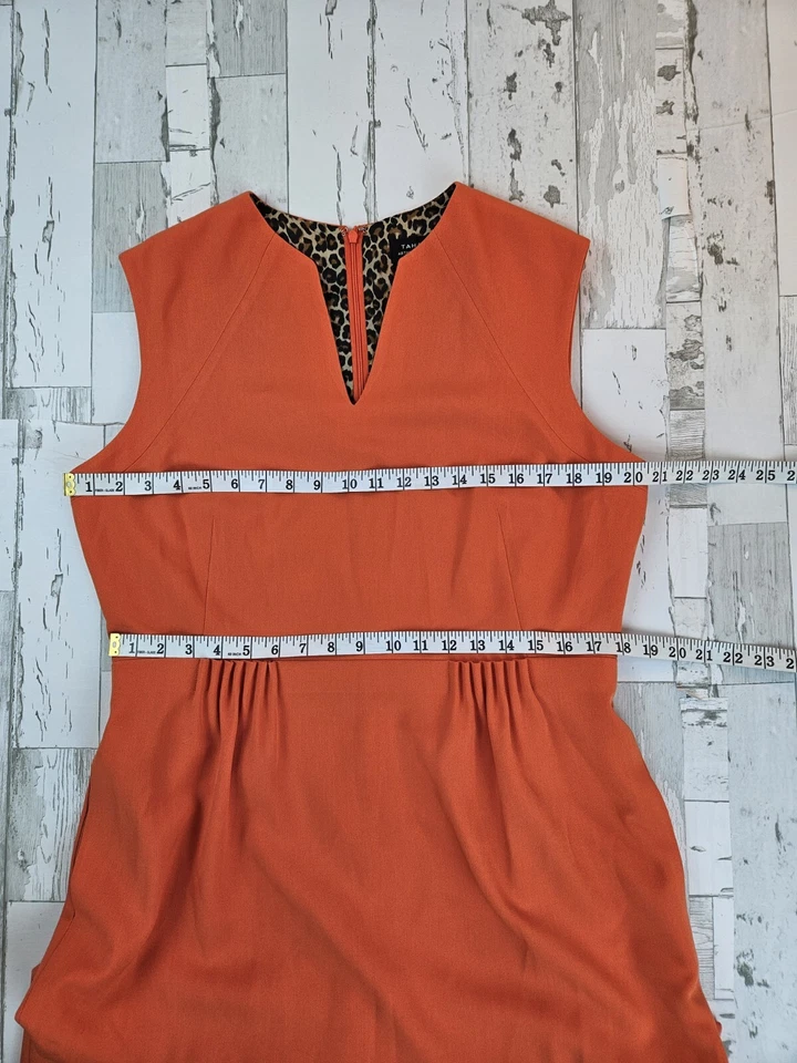 Платье женское Tahari Arthur Levine 14 оранжевое с V-образным вырезом карманы эластичное - Изображение 3 из 4