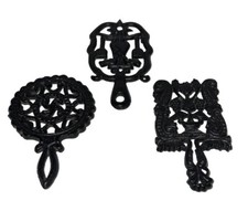 LOT OF 3VINTAGE MINI MINIATURE CAST IRON TRIVETS KITCHEN DECOR 5" LONG