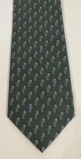 Mens Tie Necktie Asaki Teckno Glass Green Dolphin Geometric Silk