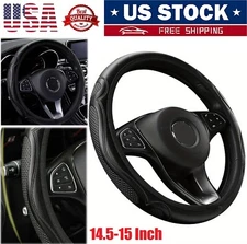Black Leather Car Steering Wheel Cover Breathable Anti-slip Car Accessories USA
