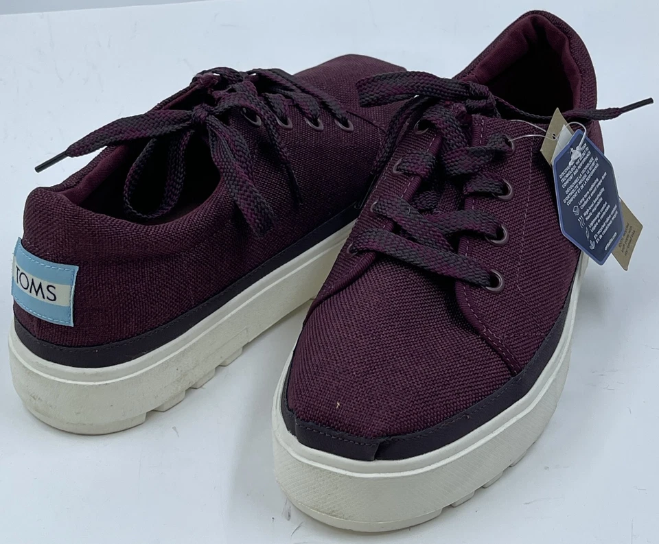 Zapatillas Toms Low Alpagata Para Mujer Talla 11 Borgoña Lona Plataforma Zapatos Foto 3 de 4