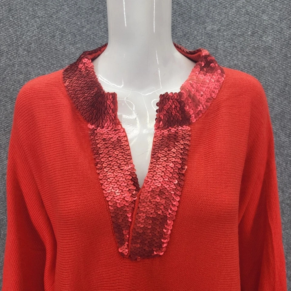 Suéter Pullover Antthony Original Mujer Lentejuelas Frontales Talla Única Rojo Relxed Top Foto 3 de 4