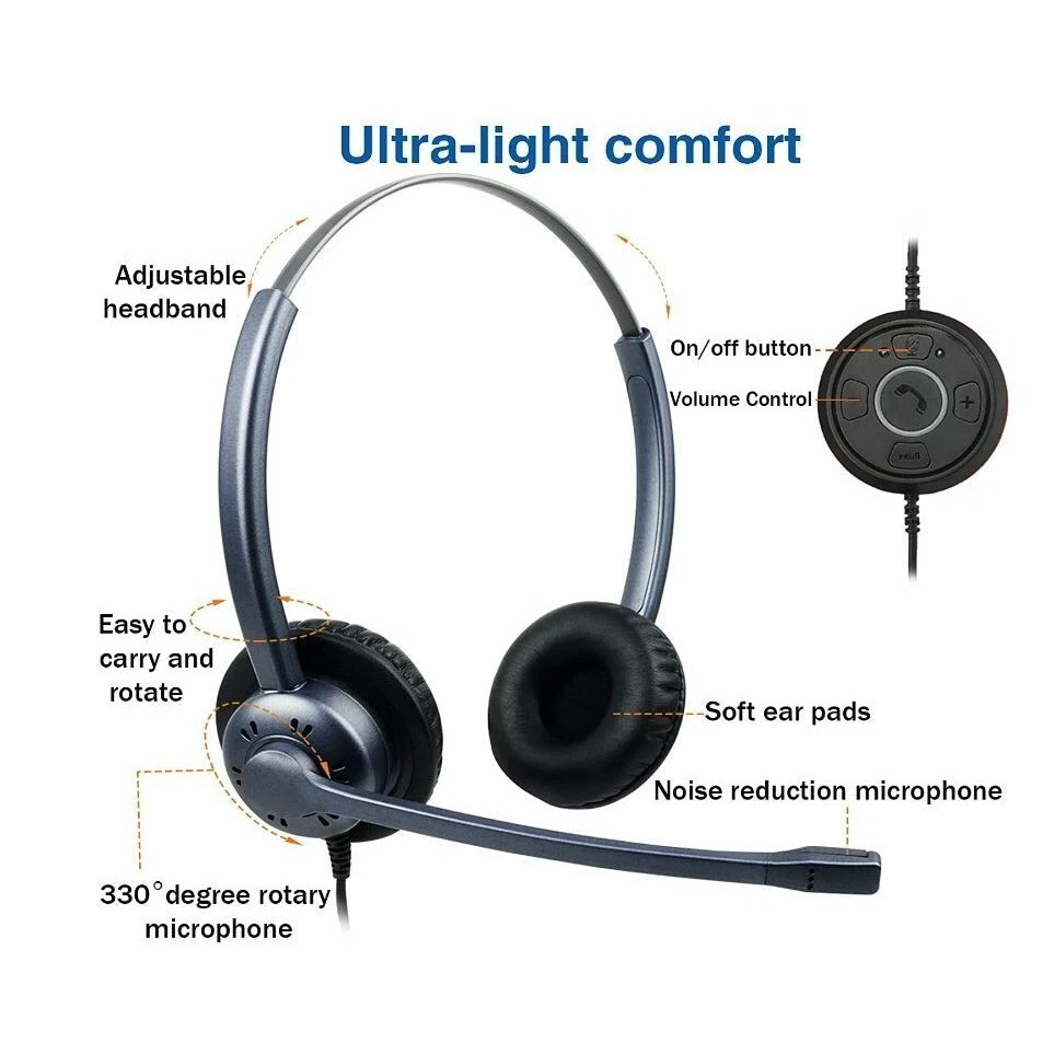 USB Headset with Noise Cancelling Microphone PC Headphone for