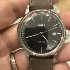 mv02n timex automatic marlin Men's watch Black dial runs well 40mm date