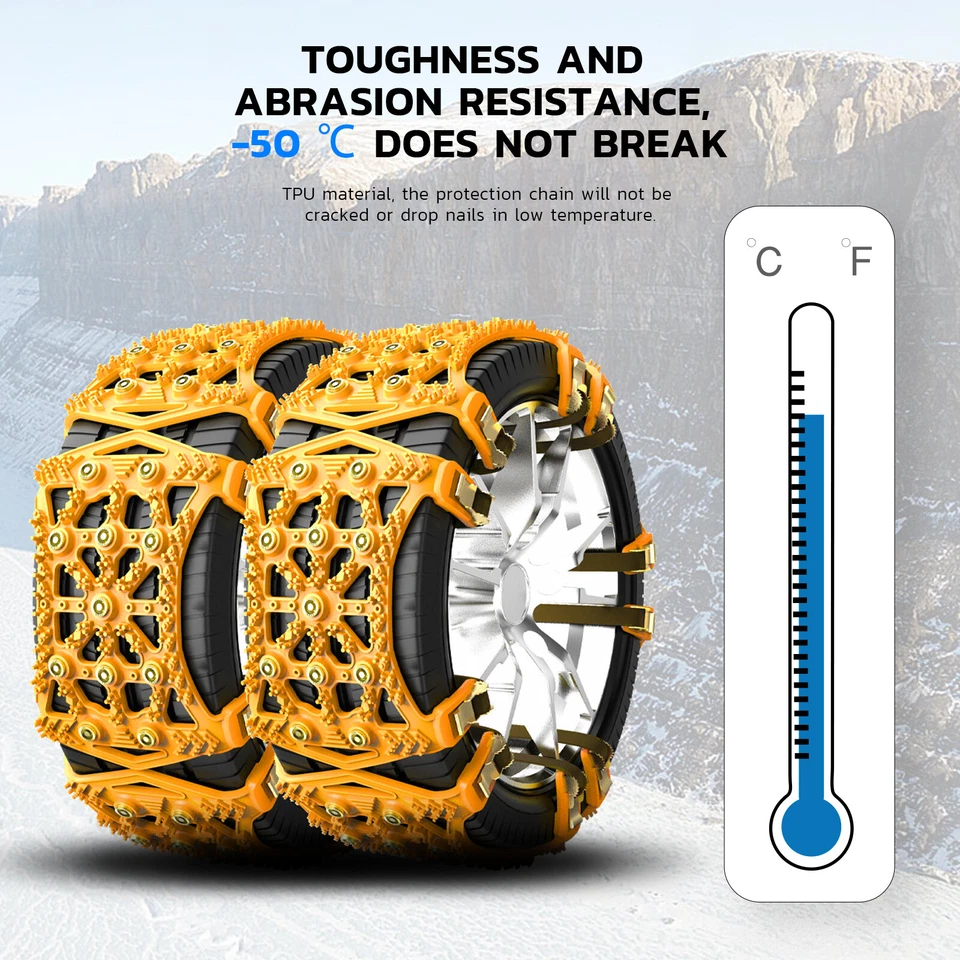 6 piezas Ruedas Neumático Nieve Cadenas Coche Camión SUV Antideslizante Emergencia Invierno Universal Foto 4 de 4