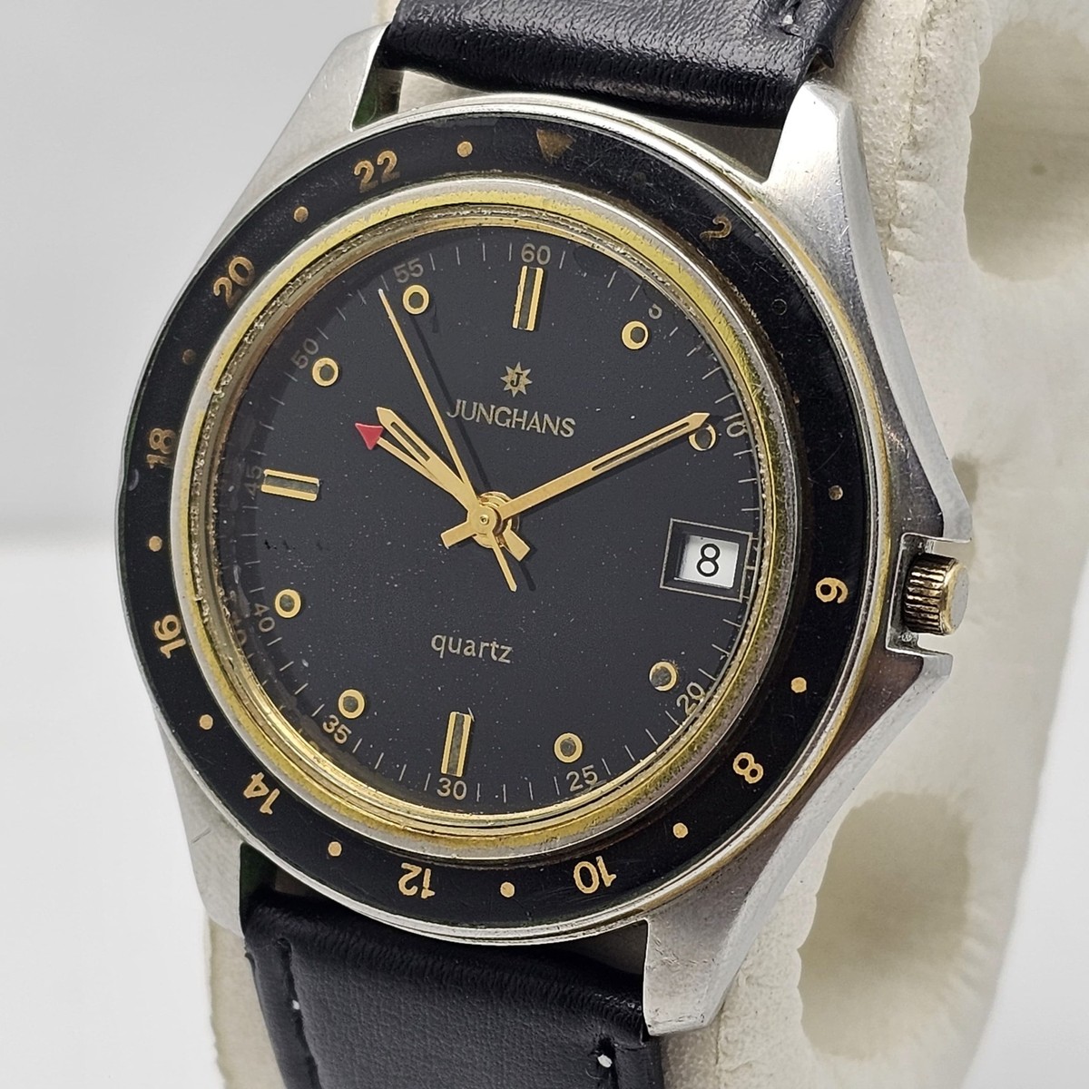 JUNGHANS ゴールド ブラック 置時計 ドイツ quartz VINTAGE JUNGHANS ASTRO Quartz Gents WATCH Cal. 667.20