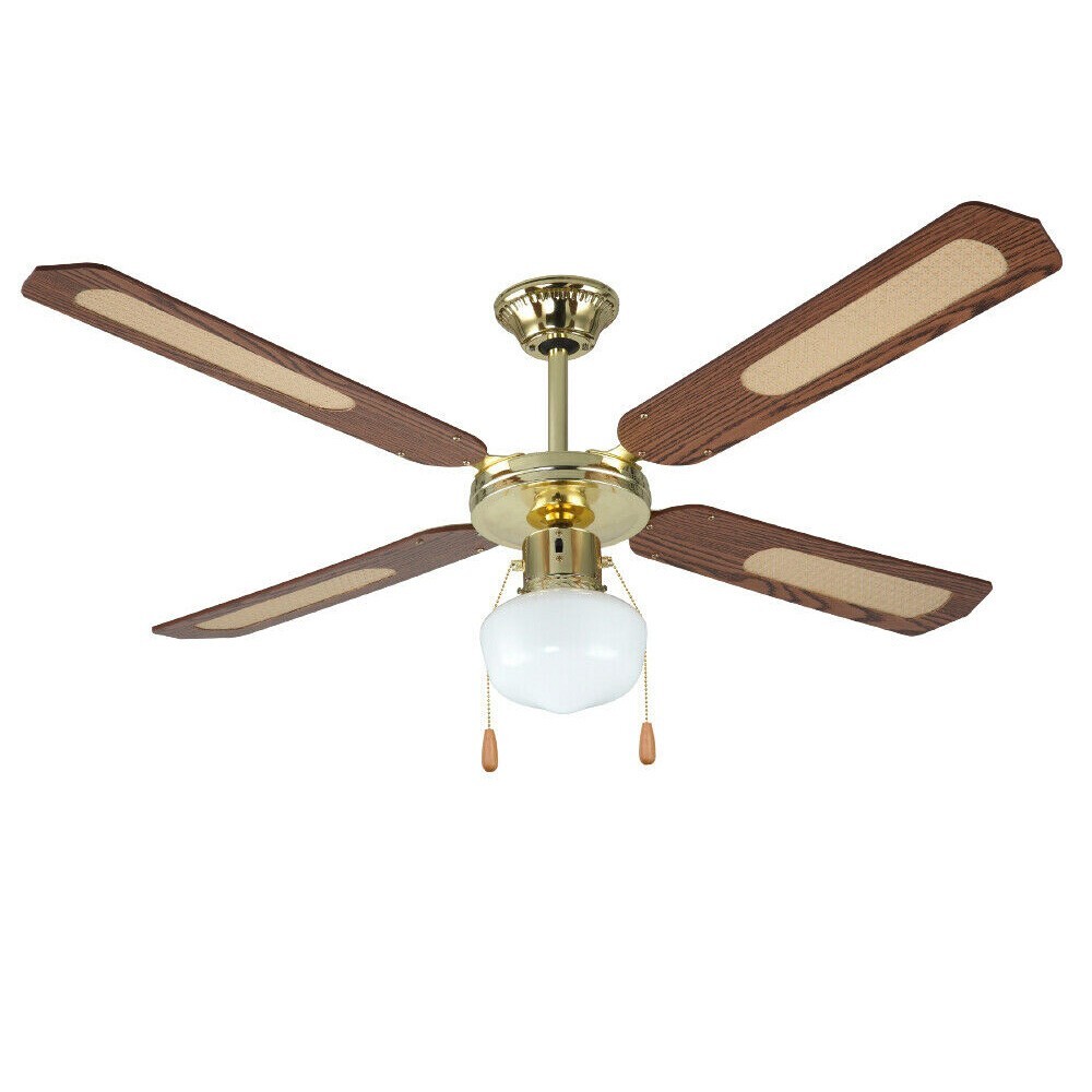 Ventilador de techo 4 aspas luz 70W madera estilo clásico Wind
