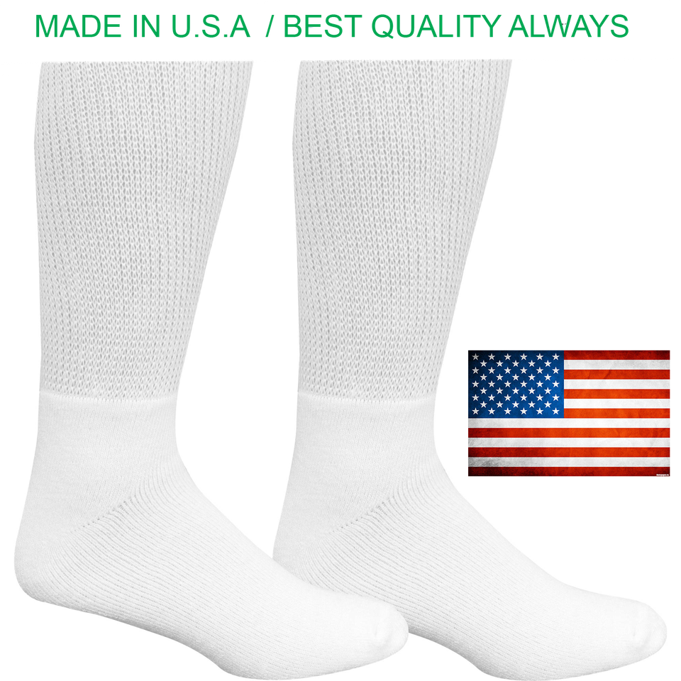 Best quality 12 pair of mens white Diabetic crew socks 1315 sz ( MADE
