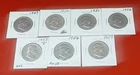 (7)Franklin Silver Half Dollar 90% Silver, 1949-59