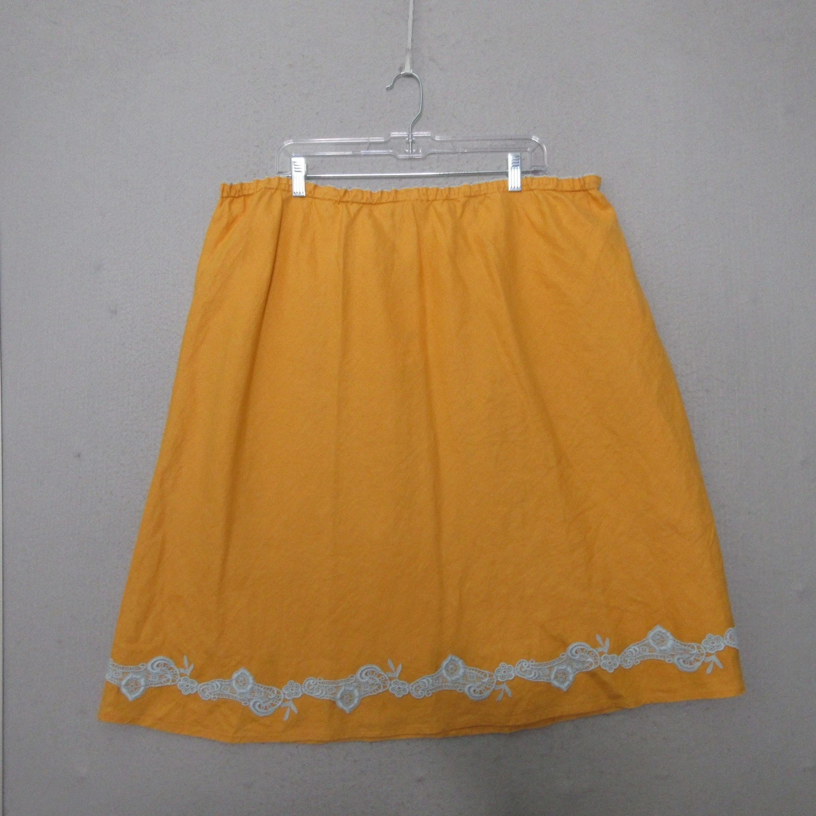 VTG J Jill Skirt Plus 4X Orange Linen Lace Trim Embroidered Boho Cottage NWT