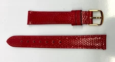 16mm Cherry Red Genuine Lizard Watch Band - USA