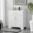 30" White Bathroom Vanity Set with Sink & Soft-Closing Storage Cabinet Modern