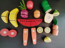 Melissa Doug Cutting Fruit Vegetable Lot Wooden Pretend Play Food Kitchen