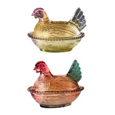 Bonbonnière/Plat à dessert en forme de poulet avec couvercle, pour bureau ou