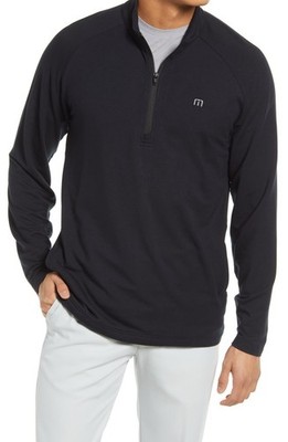 Travis Mathew Men's Black Networking Quarter Zip Pullover Size Medium