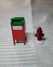 Christmas Village Metal Mail Box And Metal Fire Hydrant Figurine