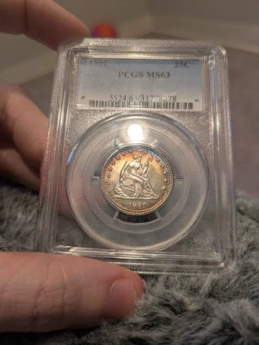 PCGS MS63 1891 Seated Liberty Quarter w/ Rim Toning