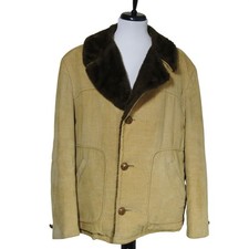 VTG Sears 70s 80s CORDUROY Rancher Cowboy Jacket Coat Tan yellowstone Chore 46
