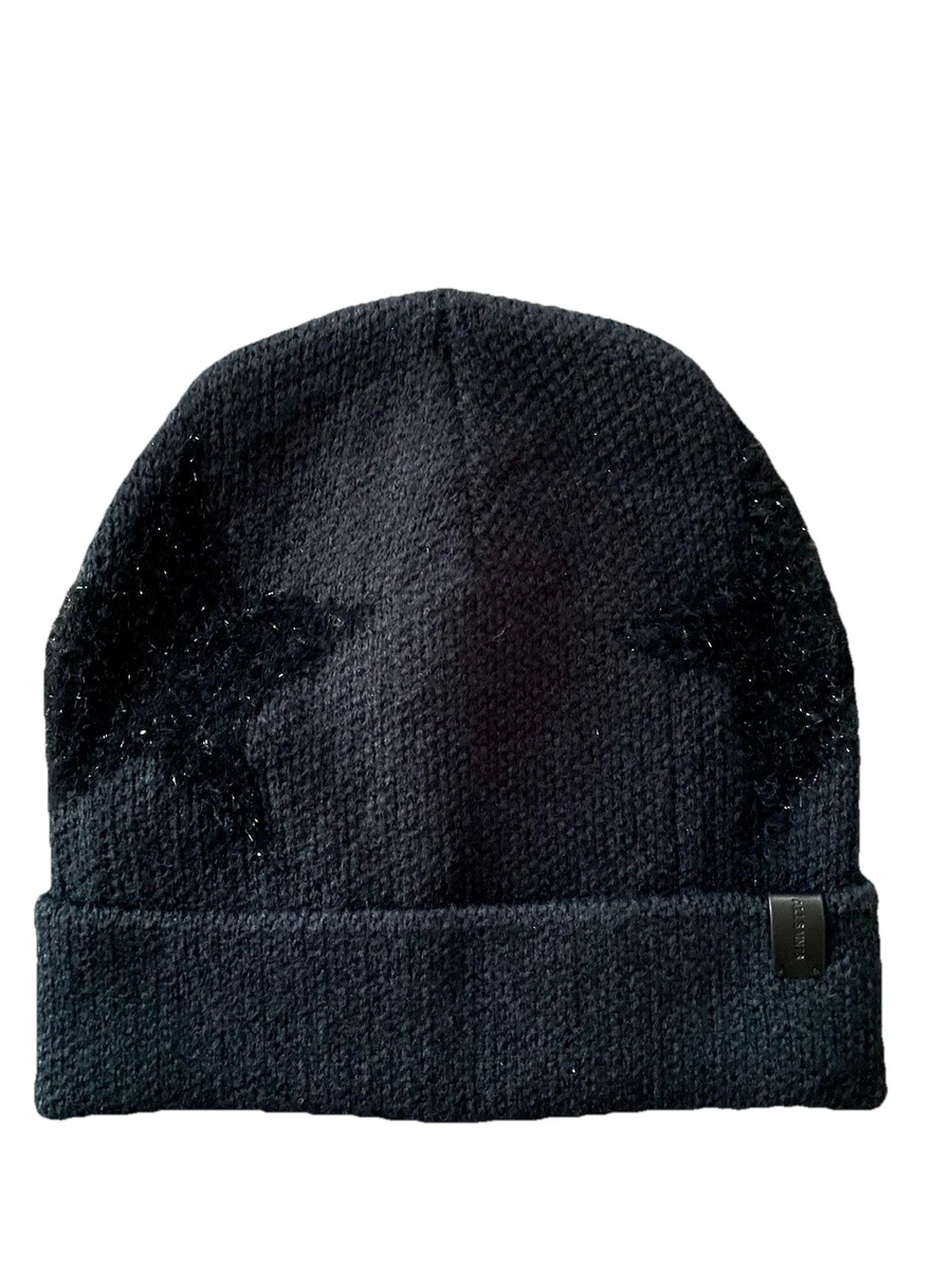 All Saints Beanie Hat Black Metallic Eyelash Knit Streetwear Outdoor Gift Modern AllSaints Ribbed Underground Beanie at Amazon Women main image 4