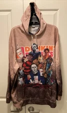 Dunkin Donuts Hoodie w/8 Horror Icons: Jason Michael Freddie Chucky Scream XXL