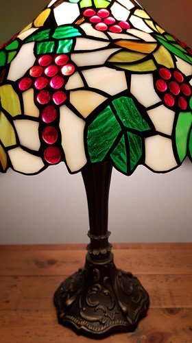 Lampada da tavolo stile retrò base resina ottone antico effetto colorato - Foto 6 di 11