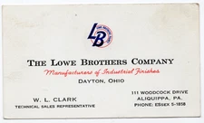 c1940's-60's - The Lowe Brothers Company Dayton Ohio W. L. Clark - Business Card