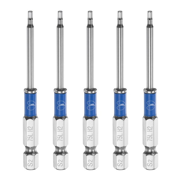 "5 StüCk Sechskant-Bits 2Mm Flachkopf 1/4\" Schaft 75Mm (H2)"-image