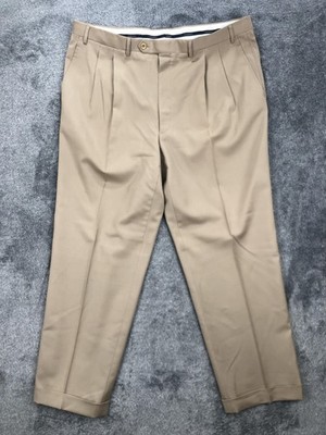 Canali Pants Mens 44x29 Beige Wool Pleated Classic Dress Slacks Cuffed Italy