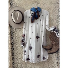 Boho Free People  Embroidered Mini Dress Sz XS