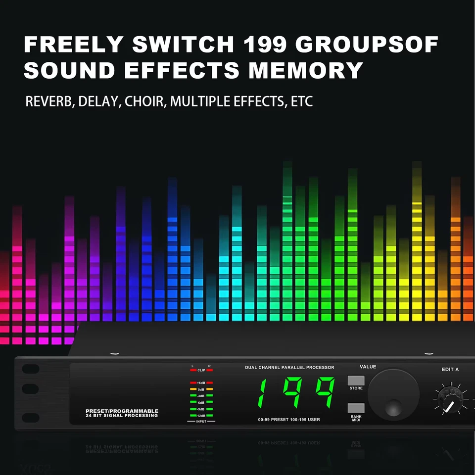 Professional DSP Digital Audio Processor 199 Preset Multi Effects Microphone Noi - Image 3 of 4
