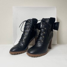 VALENTINO RED leather short boots boa heel