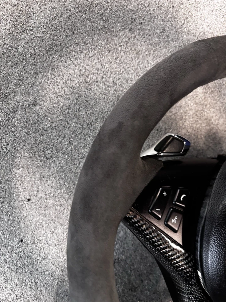 Volante deportivo completo de cuero negro OEM BMW E60 E61 E63 E64 cambio de paleta Foto 3 de 4