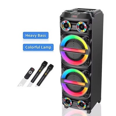 8000W 2x12'' Party Speaker  Bluetooth karaoke Machine w/ 2 wireless Microphones