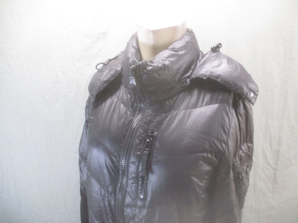 Andrew Marc Size M Womens Black Duck Down Hooded Full Zip Logo Quilted Parka 841 - Image 4 of 4