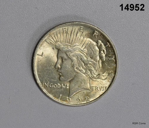 1922 PEACE SILVER DOLLAR BU NICE LUSTER #14952