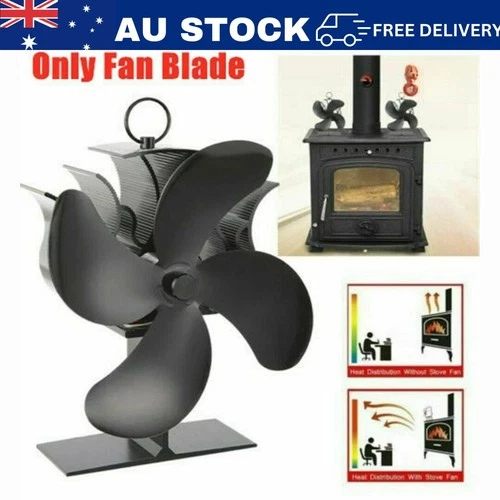 4 Fan Blades Heat Self-Powered Wood Stove Top Burner Fireplace Eco Heater Silent - Picture 1 of 7
