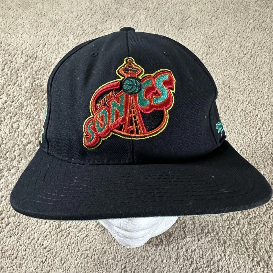 Seattle SuperSonics Hat Cap Fitted Mens 7 3/4 Black NBA Basketball 40th Season - Image 2 of 4
