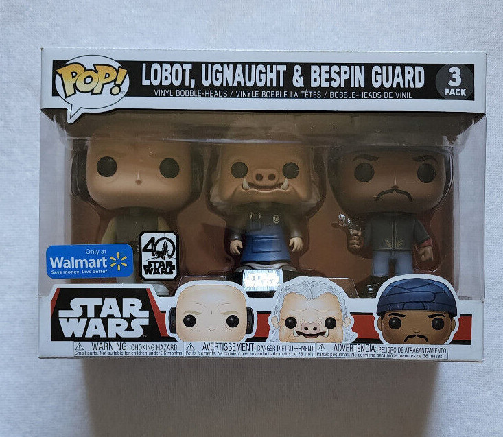 FUNKO POP! STAR WARS WALMART EXCLUSIVE LOBOT, UGNAUGHT & BESPIN GUARD 3 PACK