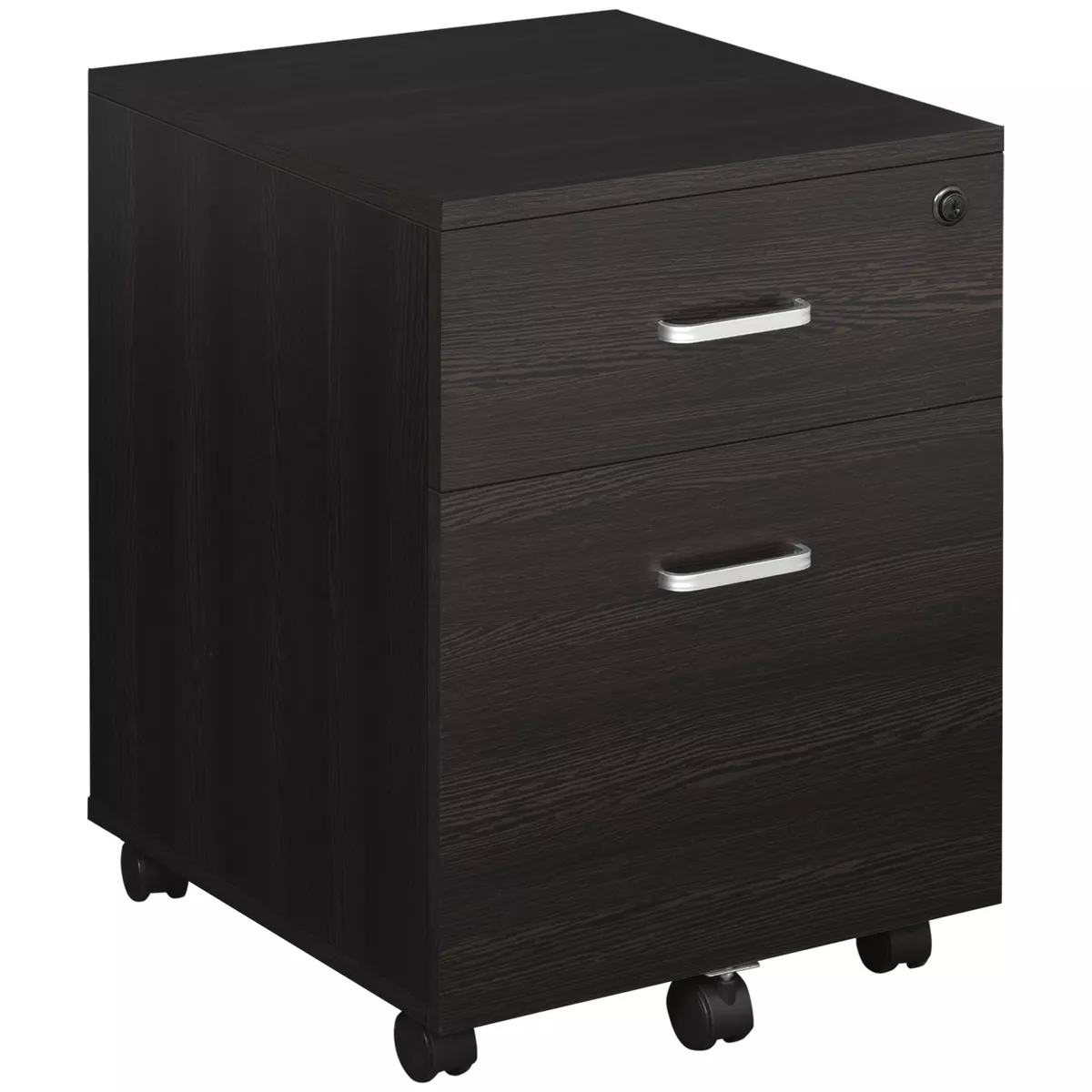 Locking lateral file cabinet outlet
