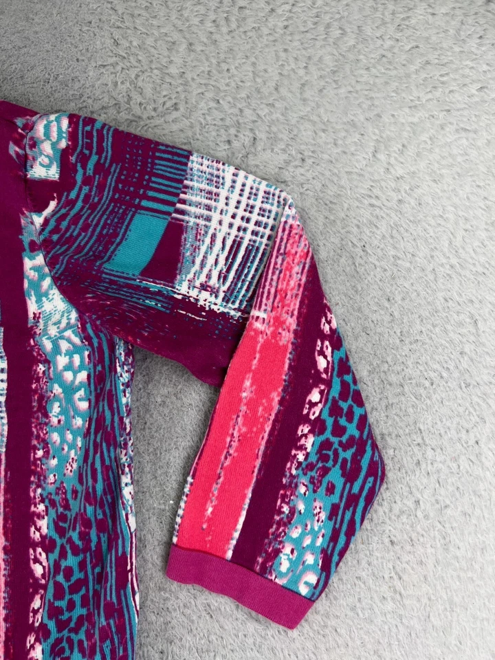 Suéter Bob Mackie DE COLECCIÓN Mujer Mediano Púrpura Azul Abotonado Años 90 Poliéster Foto 2 de 4
