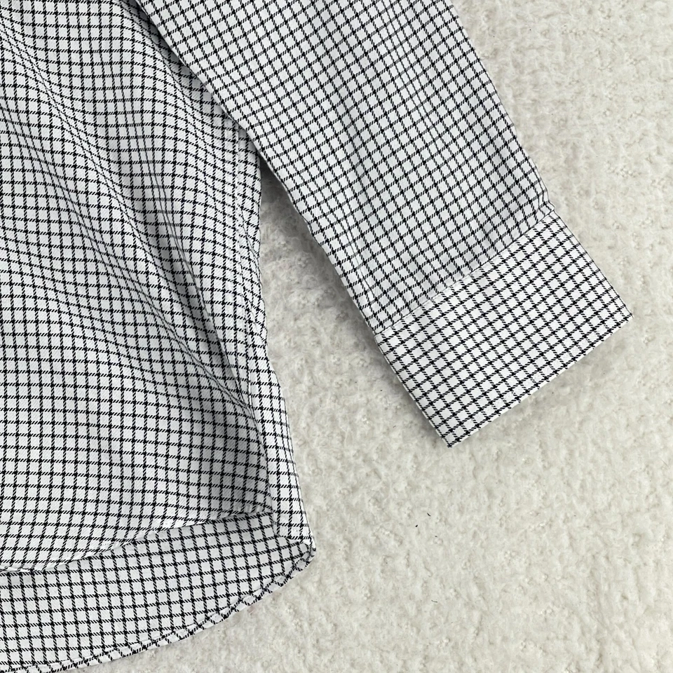 Camisa de vestir Peter Millar abotonada para hombre grande negra blanca a cuadros manga larga Foto 4 de 4