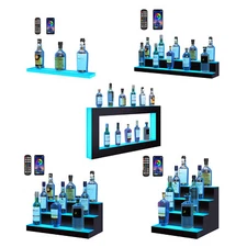 LED Lighted Liquor Bottle Display Bar Shelf RF & App Control