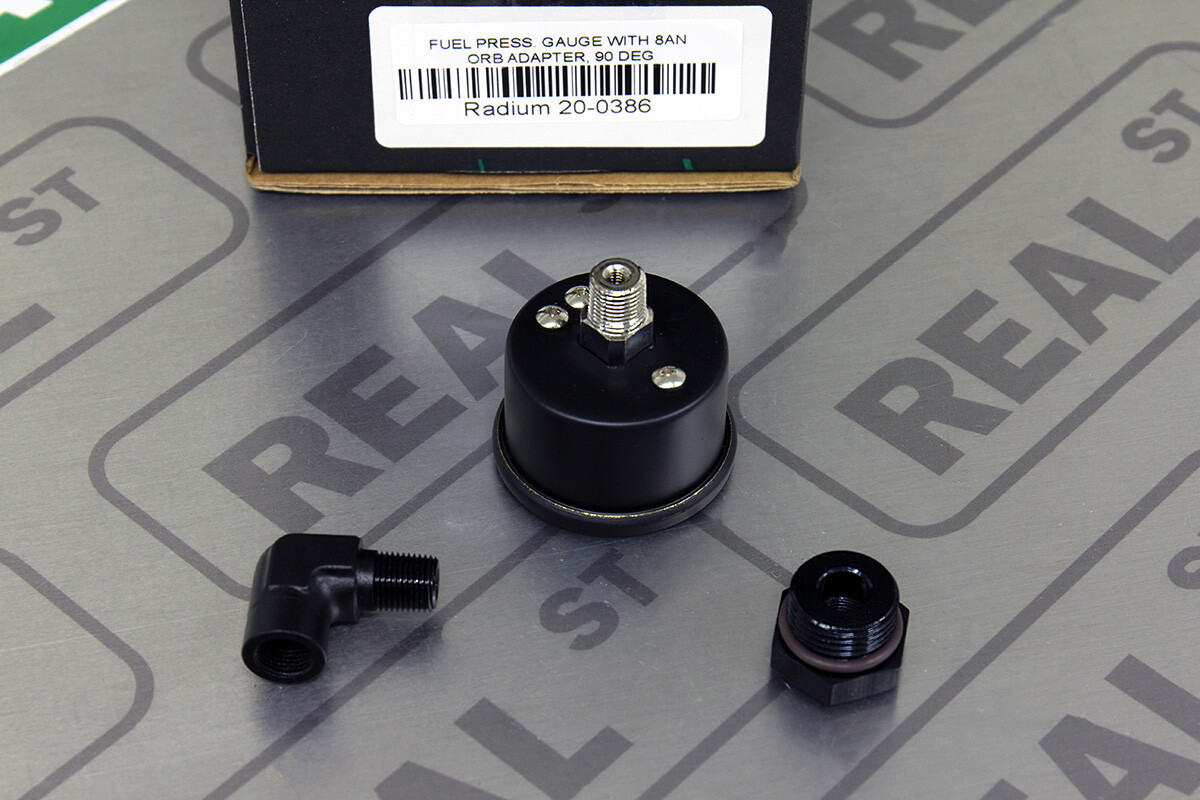 Radium Engineering  Fuel Pressure Gauge 0-100 psi w/ 8AN ORB Adapter 90 deg