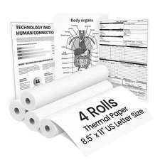 Thermal Paper 8.5" x 11" US Letter Size 4 Rolls Quick-Dry Thermal Printer Pap...