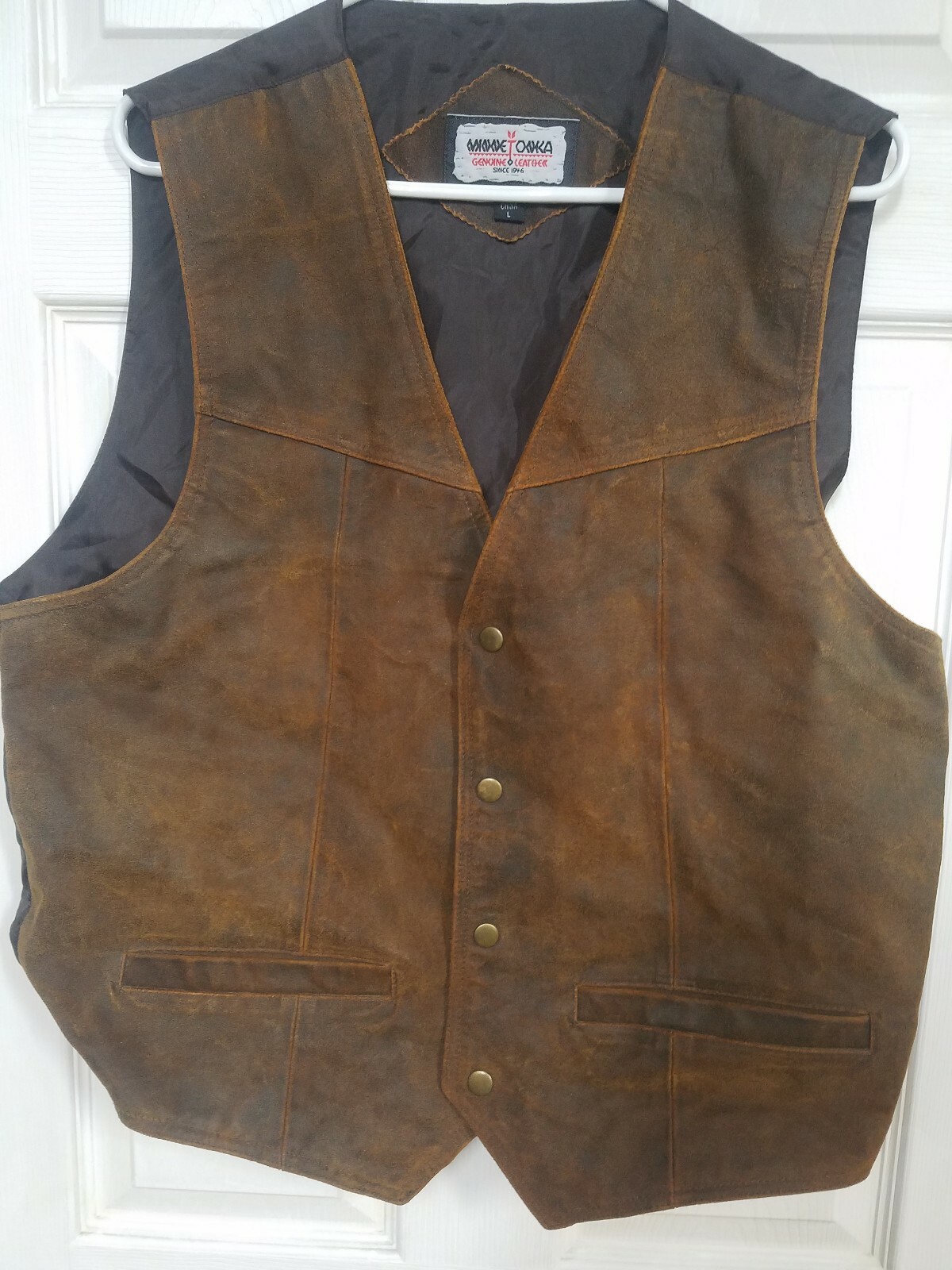 Minnetonka Leather Tuxedo Vest Brown 